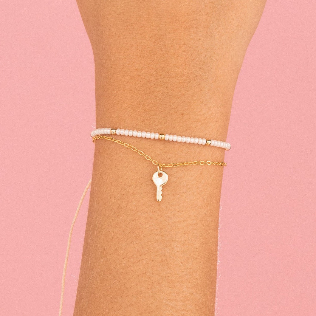 Pulsera Dije De Llave Mini + Aretes