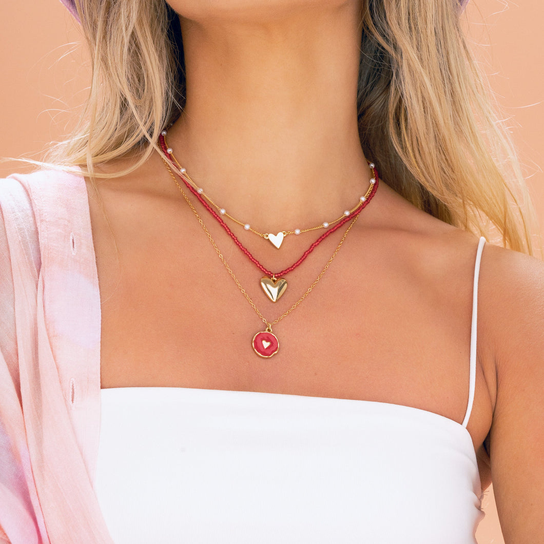 Set Collar Con Dijes de Corazón + Aretes